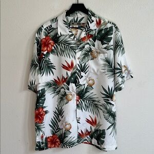Quicksilver Edition Vintage Hawaiian Button Down Shirt White/Tropical Men's XL